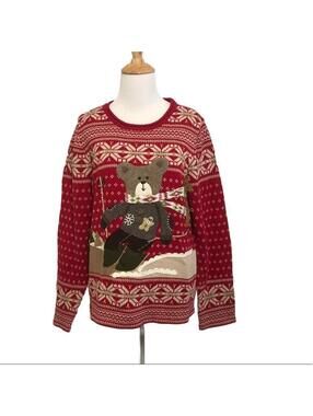 Christopher&Banks limited edition grannycore teddybear holiday sweater